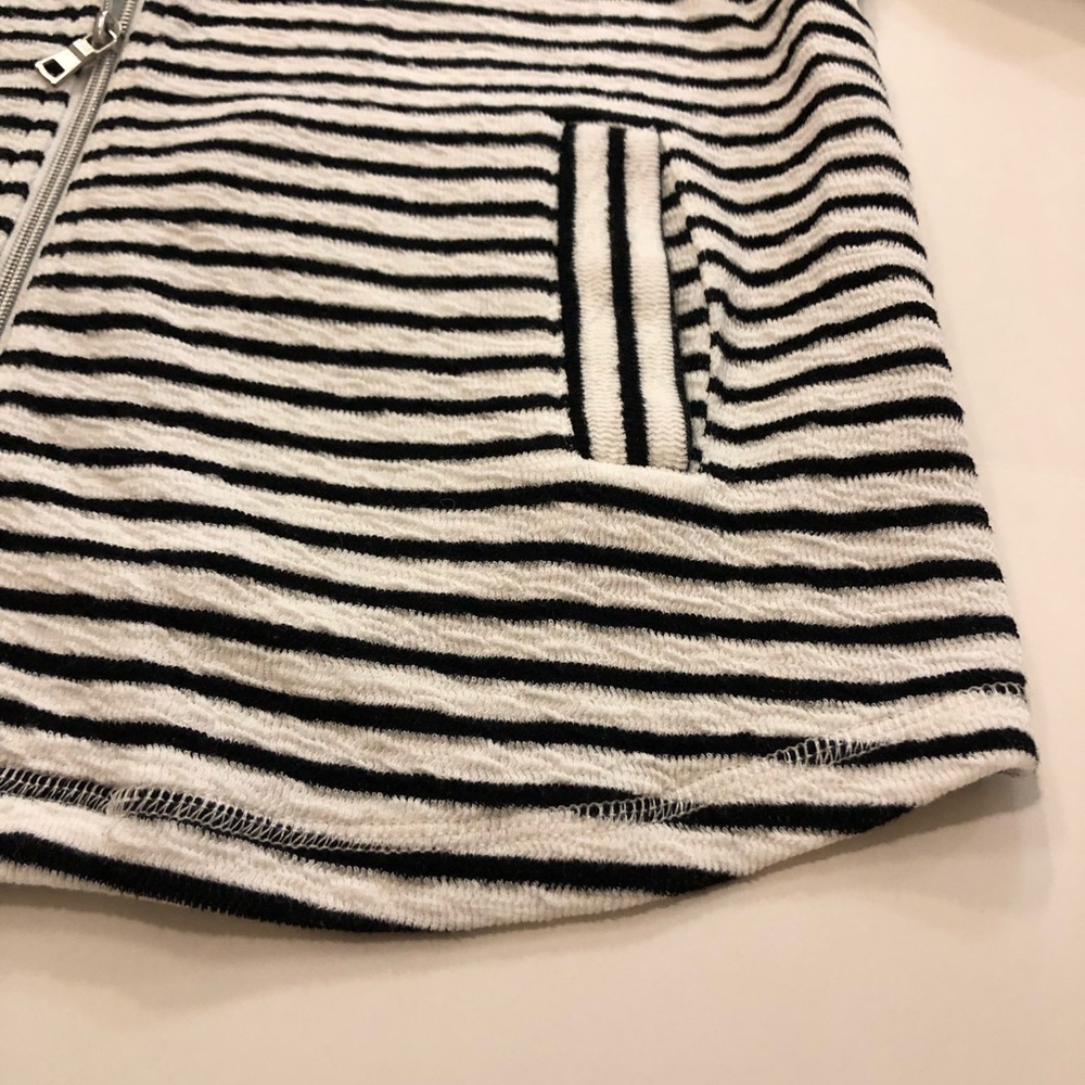 Ruby Rd. Sweatshirt Jacket Striped Full Zip Mock Neck Size M Petite Cotton blend - Picture 6 of 13